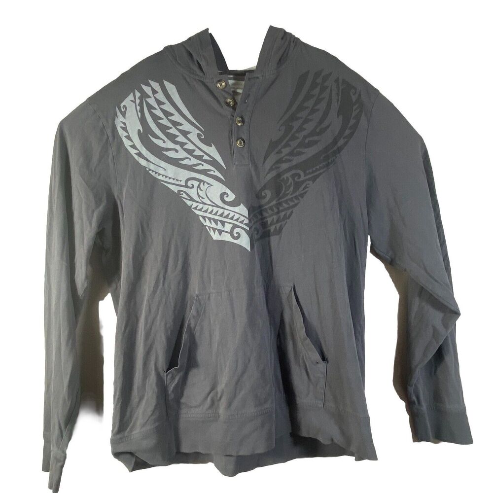 Crazy Shirt Hoodie Women Size Large Pullover Long Sleeve Gray Lightweight